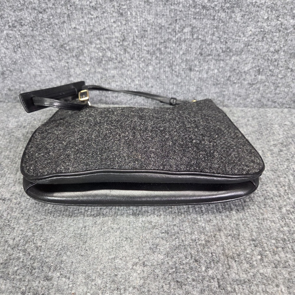 Coach Small Hobo Shoulder Bag Charcoal Gray‎ Wool Tweed Black Leather 8308 Y2K - Picture 11 of 16